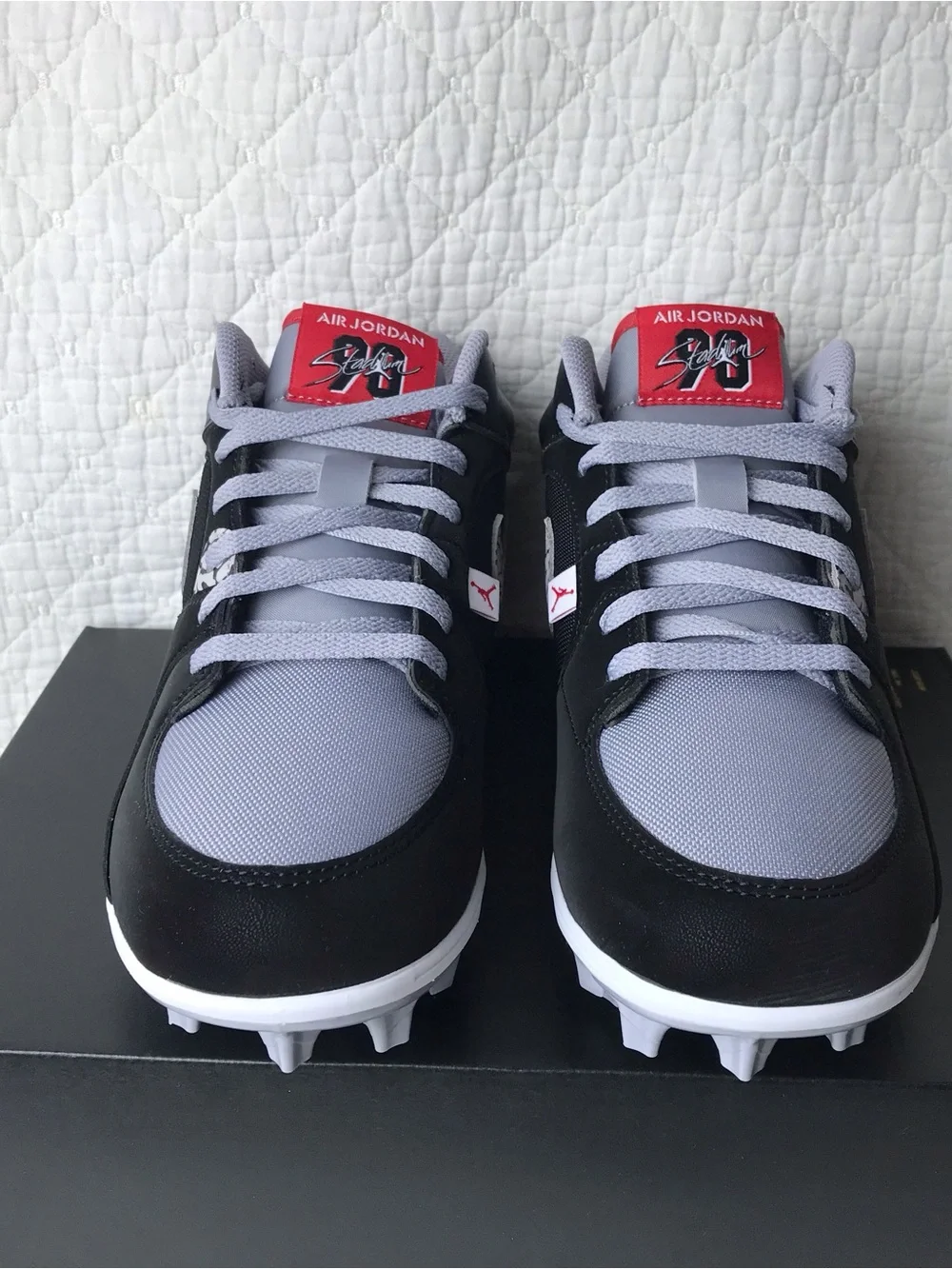 Jordan Stadium 90 Low TD Football Cleats Men’s SZ 8.5 Black Grey HQ0210-060